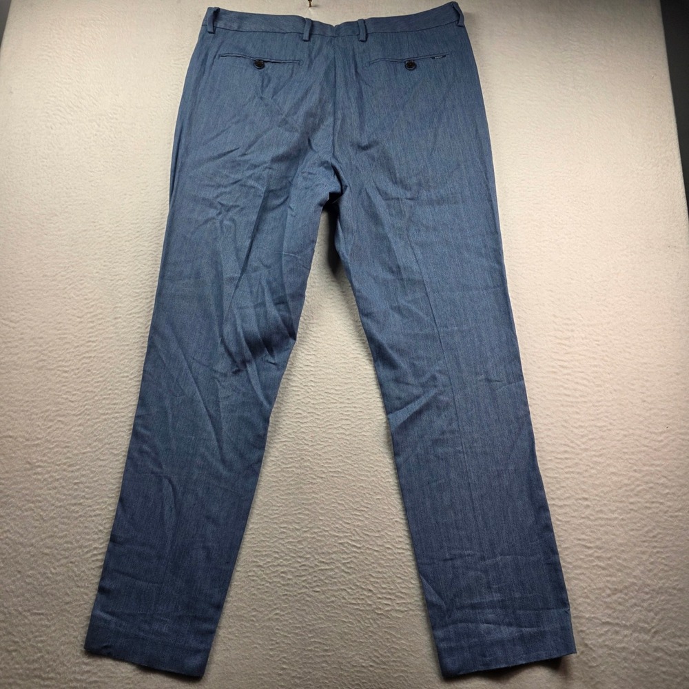 Bonobos Dress Pants Men 36x32 Blue Slim Fit Profila Italia Herringbone Trousers - Picture 9 of 10